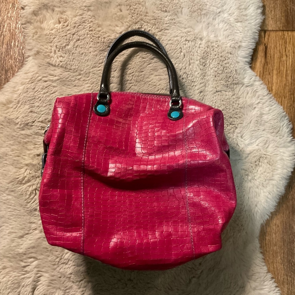 GABS Italy Leather Wool Convertible Tote Shoulder Handbag Purse Fodera